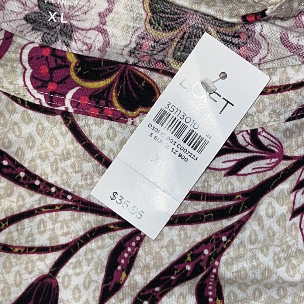 LOFT Botanical Everyday Crew Tee, Size XL, NWT - Picture 12 of 12